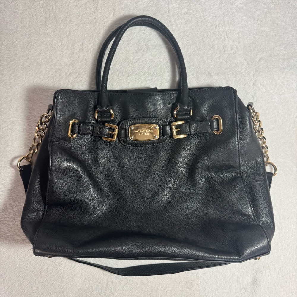 Michael Kors Black Leather Large Tote Bag Shoulder Bag, Large Work Bag